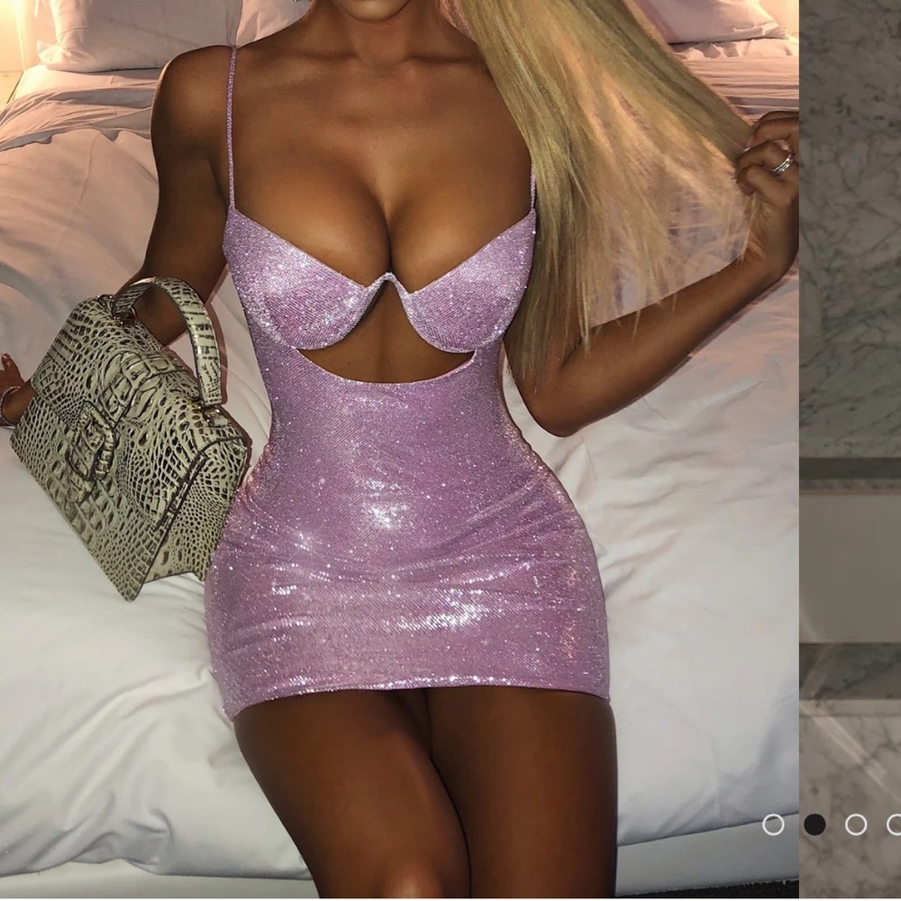 BABYBOO Mya Mini Dress Pink Glitter in Small